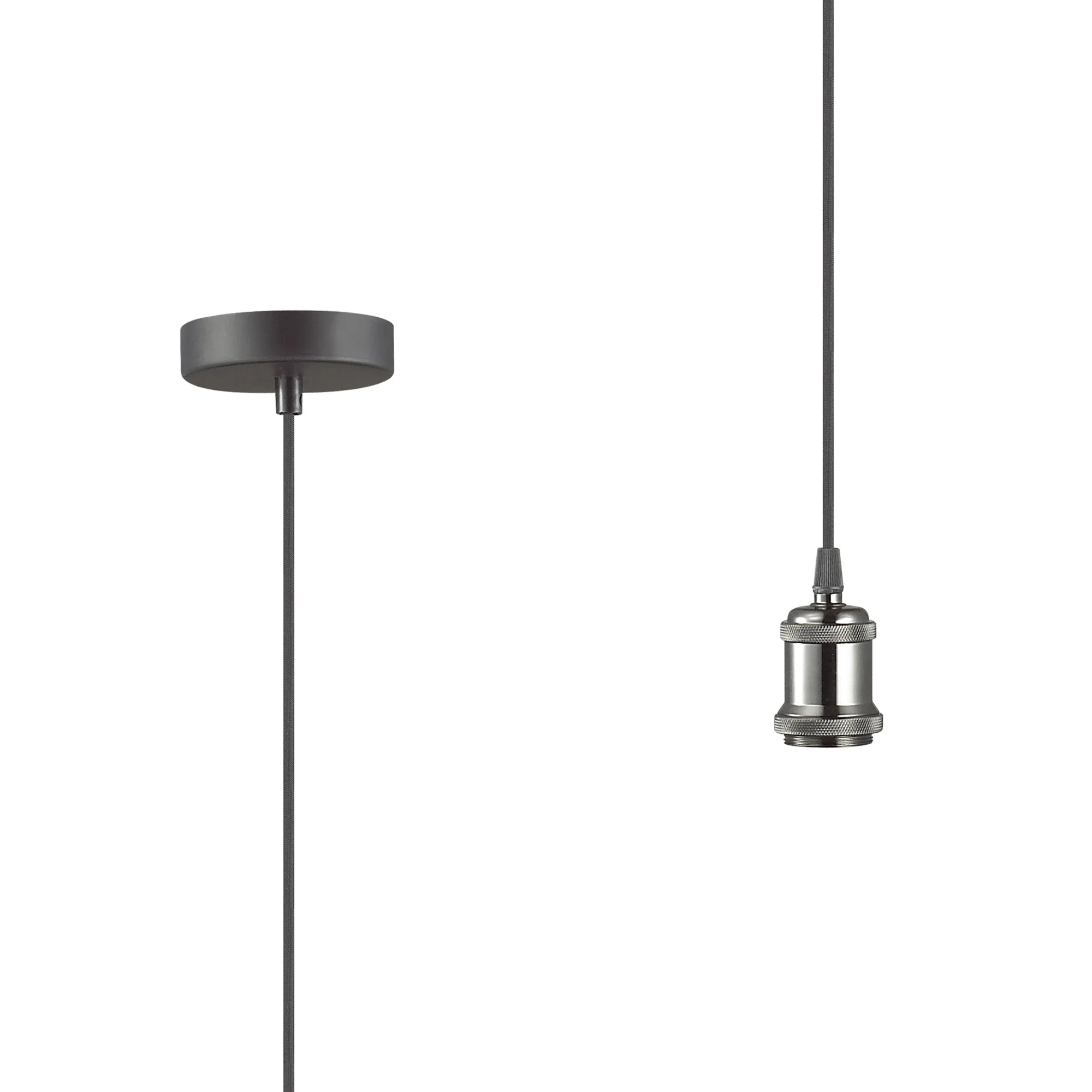 D0171  Dreifa 1.5m Single Pendant, 1 x E27, Gun Metal/Black Braided Cable (Maximum Load 1.5kg)